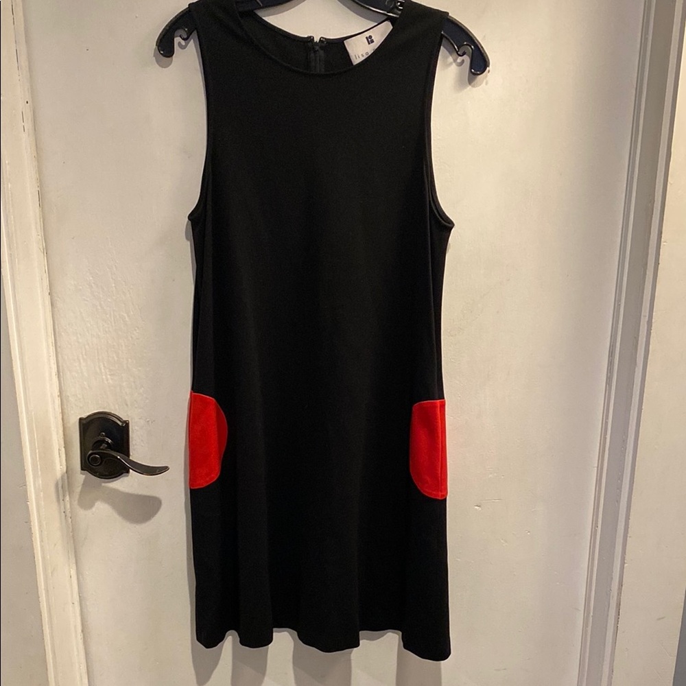 Lisa Perry Black and Red Sheath Midi Dress featured in Vogue 2017